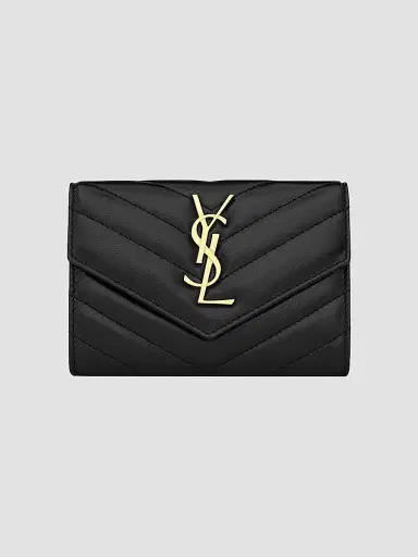 Saint Laurent Women's Cassandre Matelassé  Envelope Wallet in Lambskin - Urban Grey | Thumbnail 5
