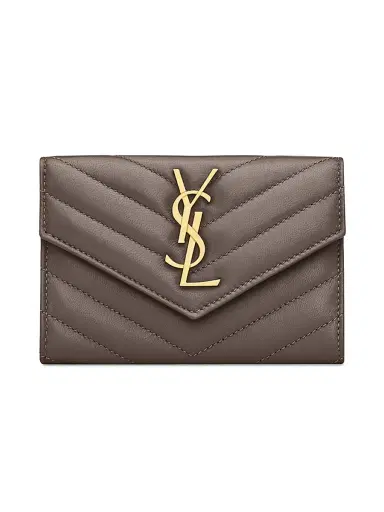 Saint Laurent Women's Cassandre Matelassé  Envelope Wallet in Lambskin - Urban Grey | Thumbnail 1