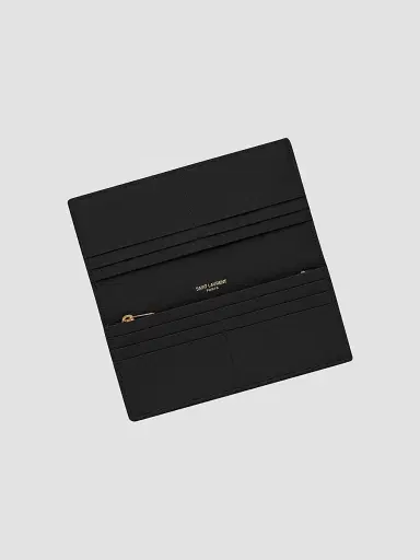 Saint Laurent Women's Tiny Cassandre Flat Wallet in Grained Leather | Thumbnail 3 Saint Laurent Women's Tiny Cassandre Flat Wallet in Grained Leather | Thumbnail 3