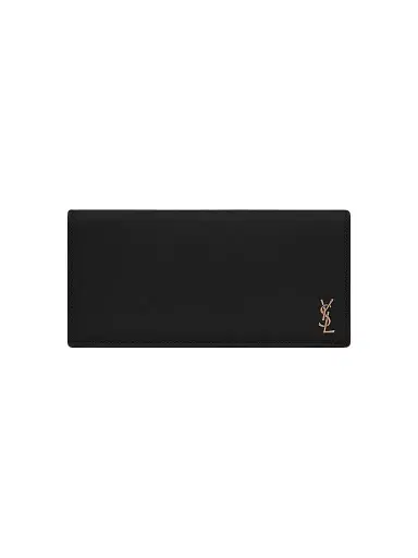 Saint Laurent Women's Tiny Cassandre Flat Wallet in Grained Leather | Thumbnail 1 Saint Laurent Women's Tiny Cassandre Flat Wallet in Grained Leather | Thumbnail 1
