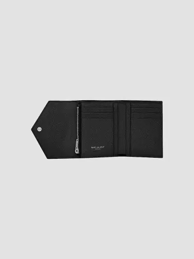 Saint Laurent Women's Cassandre Matelassé Compact Tri Fold Wallet - Black | Thumbnail 2 Saint Laurent Women's Cassandre Matelassé Compact Tri Fold Wallet - Black | Thumbnail 2