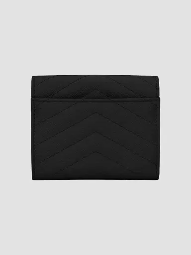 Saint Laurent Women's Cassandre Matelassé Compact Tri Fold Wallet - Black | Thumbnail 4 Saint Laurent Women's Cassandre Matelassé Compact Tri Fold Wallet - Black | Thumbnail 4