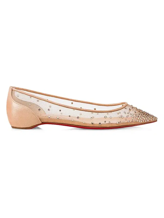 Christian Louboutin Women's Follies Strass Ballerina Flats - Beige