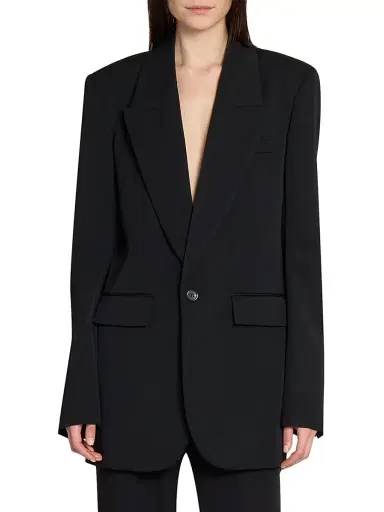 Saint Laurent Women's Jacket in Grain De Poudre - Black | Thumbnail 4 Saint Laurent Women's Jacket in Grain De Poudre - Black | Thumbnail 4