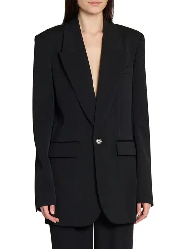 Saint Laurent Women's Jacket in Grain De Poudre - Black | Thumbnail 5 Saint Laurent Women's Jacket in Grain De Poudre - Black | Thumbnail 5