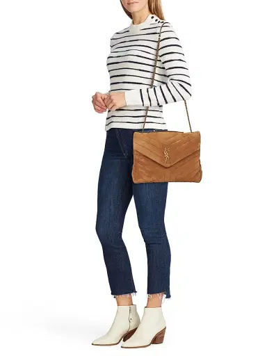 Saint Laurent Women's Loulou in Quilted Suede - Cinnamon | Thumbnail 2 Saint Laurent Women's Loulou in Quilted Suede - Cinnamon | Thumbnail 2