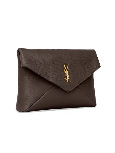 Saint Laurent Women's Cassandre Large Envelope Pouch In Lambskin - Santal | Thumbnail 4