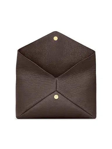 Saint Laurent Women's Cassandre Large Envelope Pouch In Lambskin - Santal | Thumbnail 7