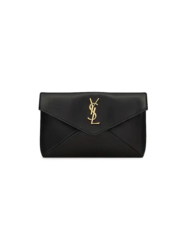 Women's Cassandre Small Envelope Pouch In Lambskin - Black
