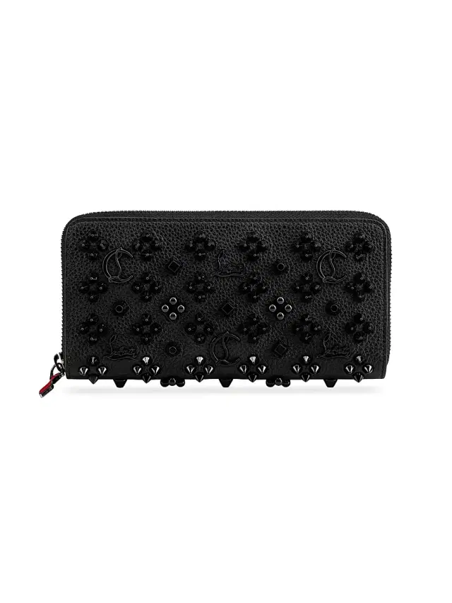 Women's Pannettone Spike Leather Wallet - Black
