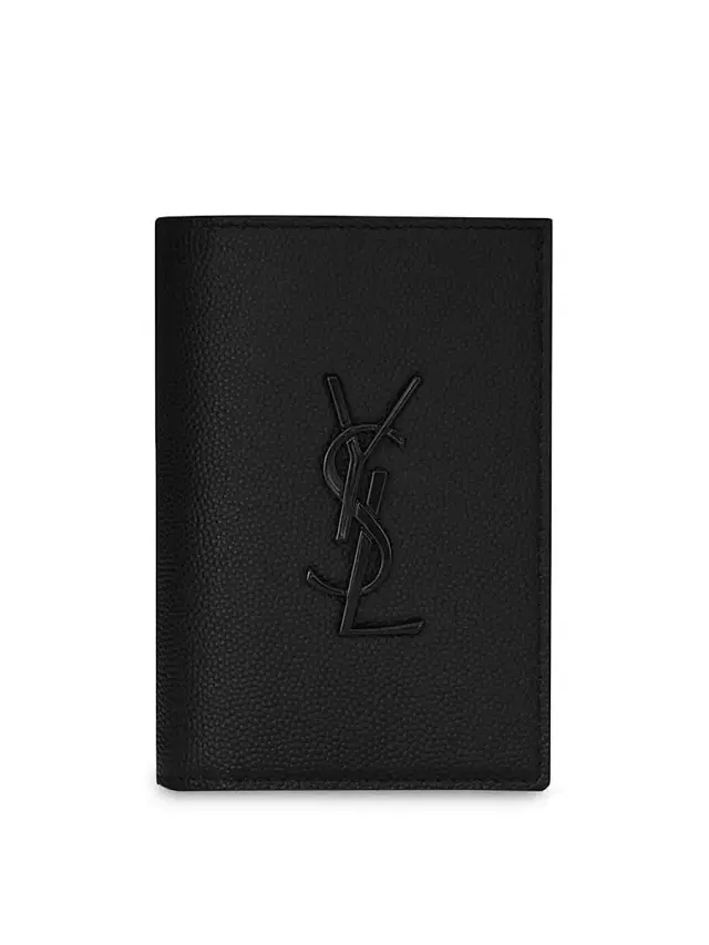 Saint Laurent Men's Cassandre Credit Card Wallet - Black
