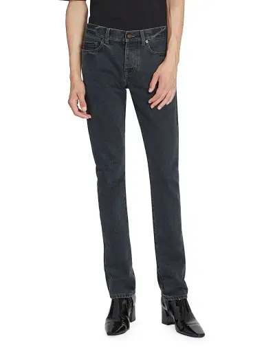 Saint Laurent Men's Slim-Fit Jeans in Denim - Dark Blue - Size 28 | Thumbnail 4
