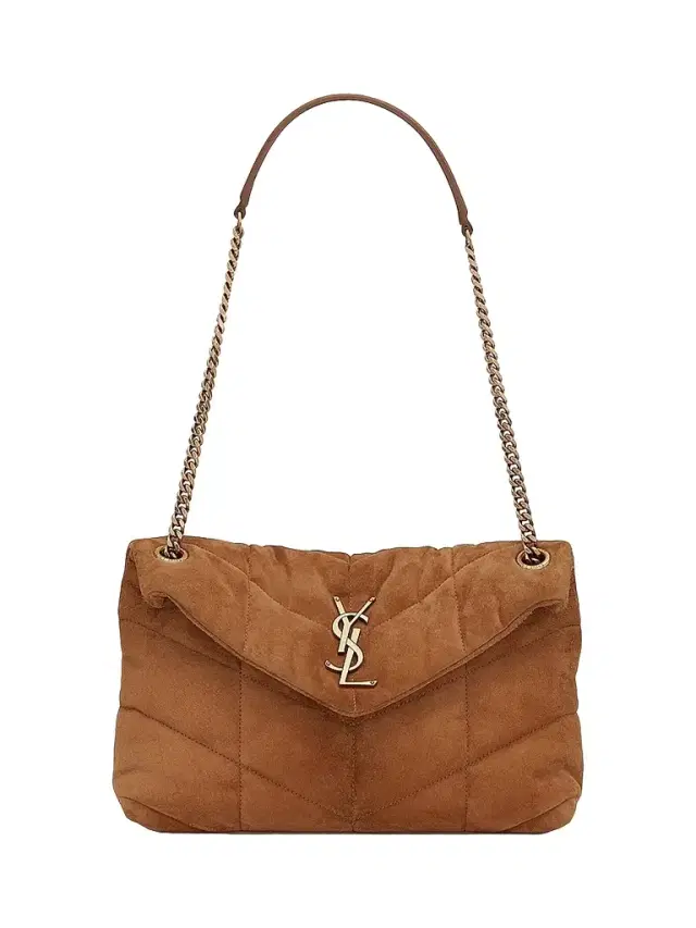 Saint Laurent Women's Puffer  in Quilted Suede - Cinnamon