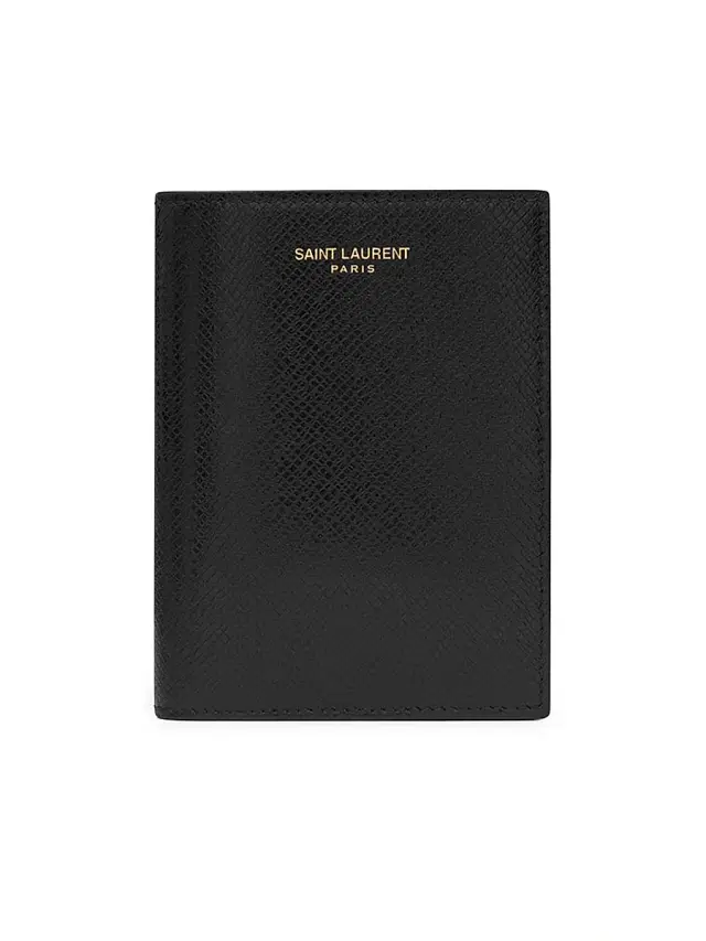 Men's Credit Card Wallet In Coated Bark Leather - Black