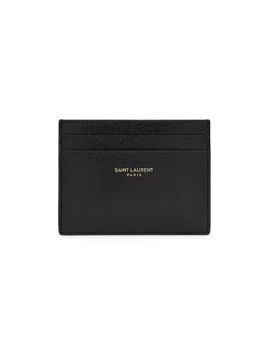 Saint Laurent Men's Card Case In Coated Bark Leather - Black | Thumbnail 1