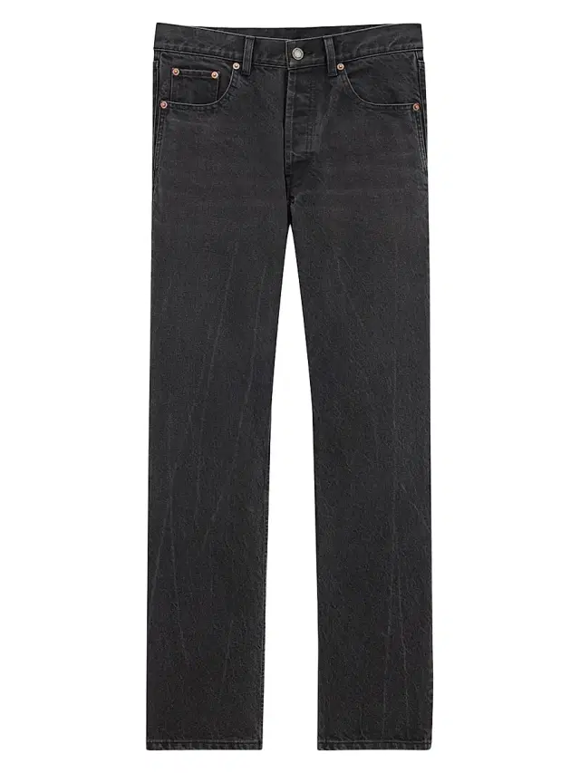 Saint Laurent Men's Loose-Fit Jeans in Used Denim - Used Paris Black
