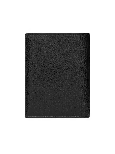 Saint Laurent Men's Tiny Cassandre Credit Card Wallet In Grained Leather - Black | Thumbnail 2 Saint Laurent Men's Tiny Cassandre Credit Card Wallet In Grained Leather - Black | Thumbnail 2