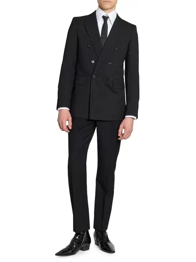 Saint Laurent Men's Jacket in Wool Gabardine - Black - Size 36 | Thumbnail 3