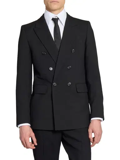 Saint Laurent Men's Jacket in Wool Gabardine - Black - Size 36 | Thumbnail 4