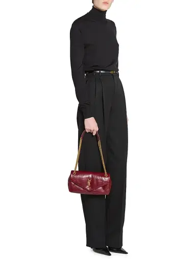 Saint Laurent Women's Calypso Bag in Shiny Leather - Rubis | Thumbnail 2