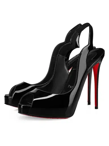 Christian Louboutin Women's Hot Chick Sling Alta 120MM Patent Leather Heels - Black | Thumbnail 2 Christian Louboutin Women's Hot Chick Sling Alta 120MM Patent Leather Heels - Black | Thumbnail 2