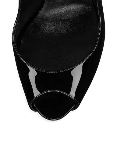 Christian Louboutin Women's Hot Chick Sling Alta 120MM Patent Leather Heels - Black | Thumbnail 4 Christian Louboutin Women's Hot Chick Sling Alta 120MM Patent Leather Heels - Black | Thumbnail 4