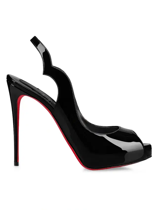 Women's Hot Chick Sling Alta 120MM Patent Leather Heels - Black