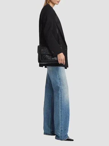 Saint Laurent Women's Niki Medium Shoulder Bag in Vintage Leather - Black | Thumbnail 3