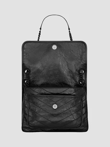 Saint Laurent Women's Niki Medium Shoulder Bag in Vintage Leather - Black | Thumbnail 5