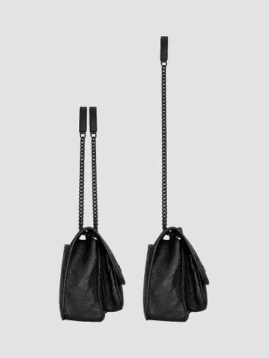 Saint Laurent Women's Niki Medium Shoulder Bag in Vintage Leather - Black | Thumbnail 6