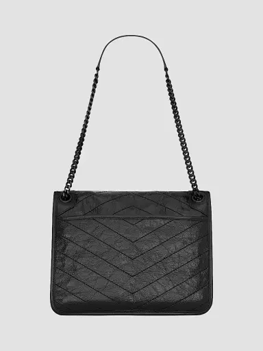Saint Laurent Women's Niki Medium Shoulder Bag in Vintage Leather - Black | Thumbnail 7