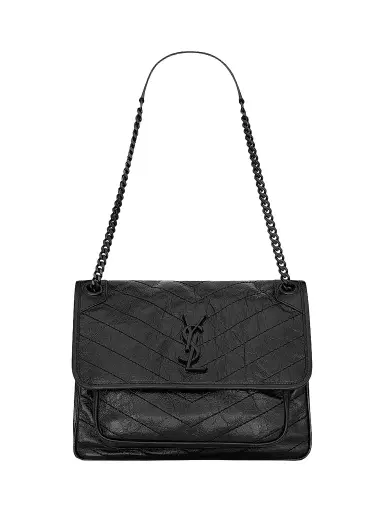 Saint Laurent Women's Niki Medium Shoulder Bag in Vintage Leather - Black | Thumbnail 1