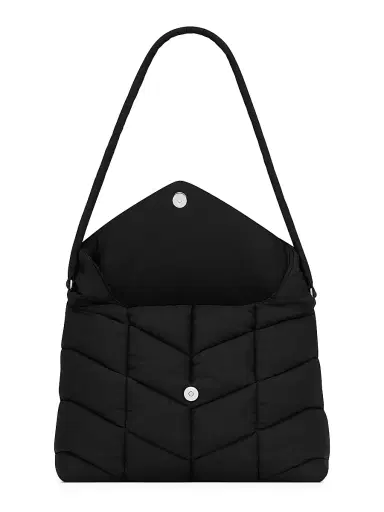 Saint Laurent Women's Puffer Messenger Bag in Econyl Regenerated Nylon - Black | Thumbnail 4 Saint Laurent Women's Puffer Messenger Bag in Econyl Regenerated Nylon - Black | Thumbnail 4