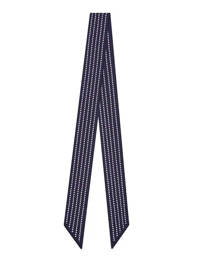 Women's Polka Dots Bandeau Scarf in Silk - Navy White