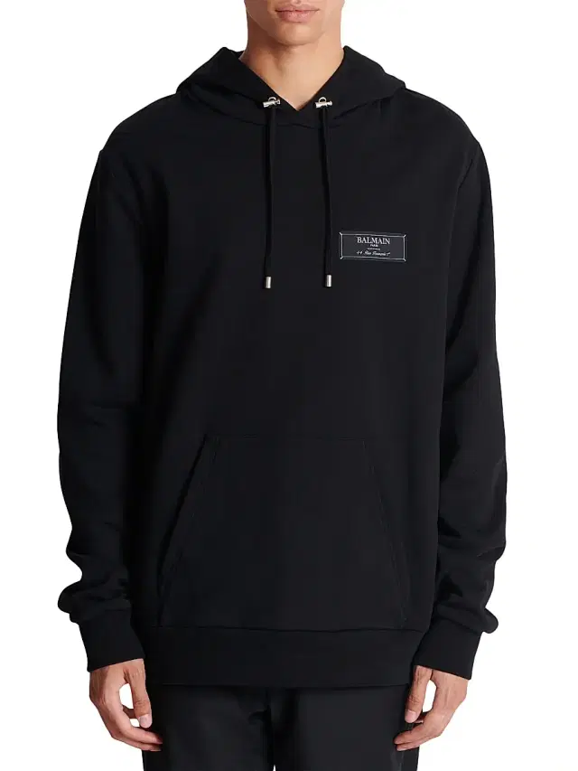 Men's Logo Cotton Hoodie - Black