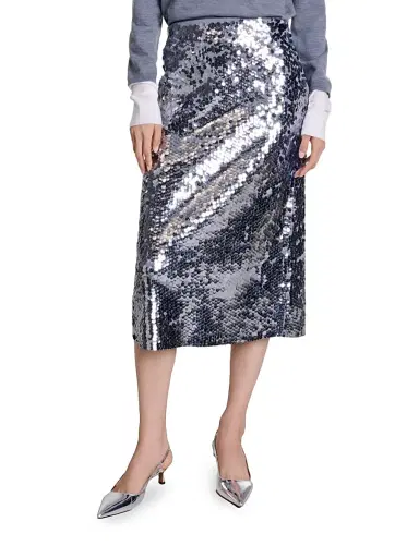 Maje Women's Knit Skirt with Sequins - Grey | Thumbnail 2