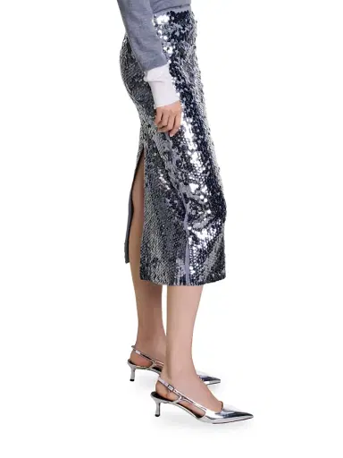 Maje Women's Knit Skirt with Sequins - Grey | Thumbnail 3