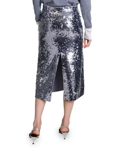 Maje Women's Knit Skirt with Sequins - Grey | Thumbnail 4