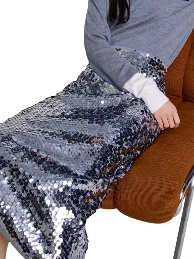 Maje Women's Knit Skirt with Sequins - Grey | Thumbnail 7
