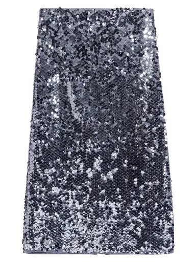 Maje Women's Knit Skirt with Sequins - Grey | Thumbnail 1
