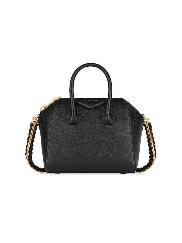Women's Mini Antigona Top Handle Bag In Grained Leather - Black