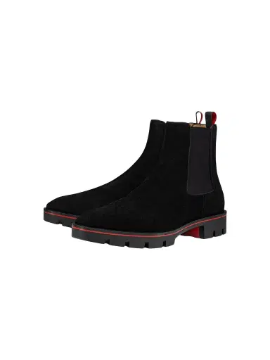 Christian Louboutin Men's Alpinosol Leather Ankle Booties - Black | Thumbnail 1