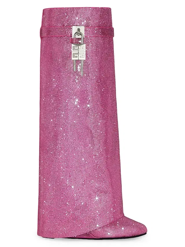 Women's Shark Lock Boots in Strass - Neon Pink