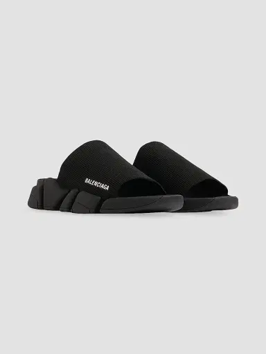 Balenciaga Men's Speed 2.0 Recycled Knit Slide Sandals - Black | Thumbnail 2