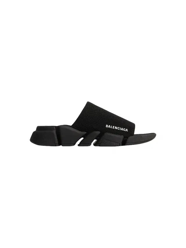Balenciaga Men's Speed 2.0 Recycled Knit Slide Sandals - Black