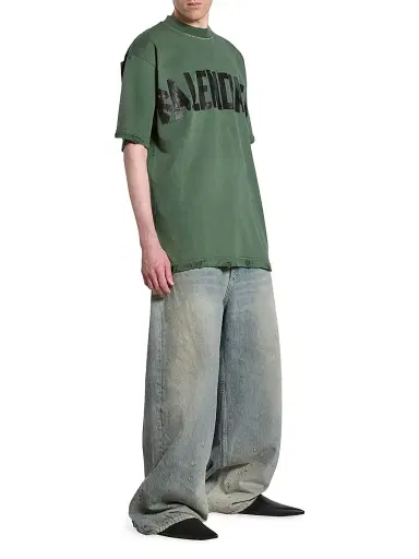 Balenciaga Medium Fit New Tape Type T-Shirt - Dark Green | Thumbnail 3