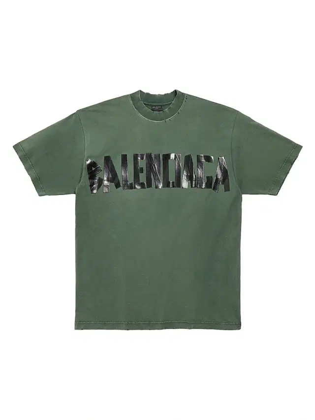 Balenciaga Men's Medium Fit New Tape Type T-Shirt - Dark Green