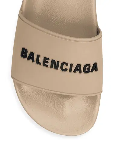Balenciaga Women's Pool Slide Sandals - Beige Black - Size 12 | Thumbnail 5