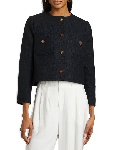 Ba&sh Women's Meredith Cotton-Blend Jacket - Marine - Size Large | Thumbnail 3