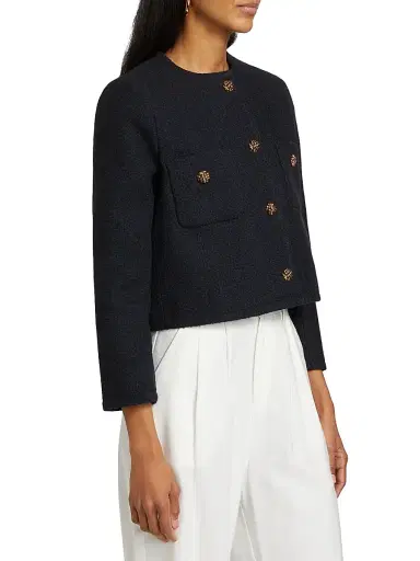 Ba&sh Women's Meredith Cotton-Blend Jacket - Marine - Size Large | Thumbnail 4